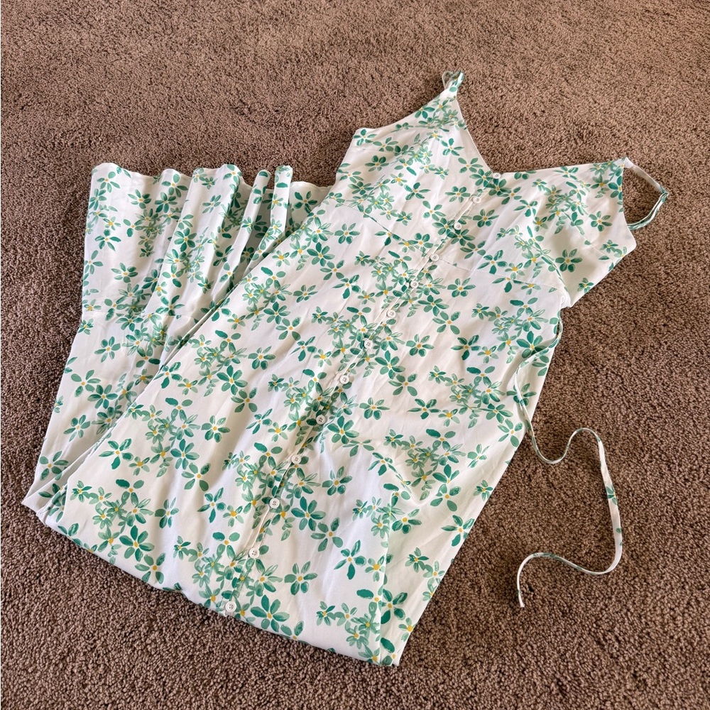 Green and white floral dress from Pink Lily Boutique